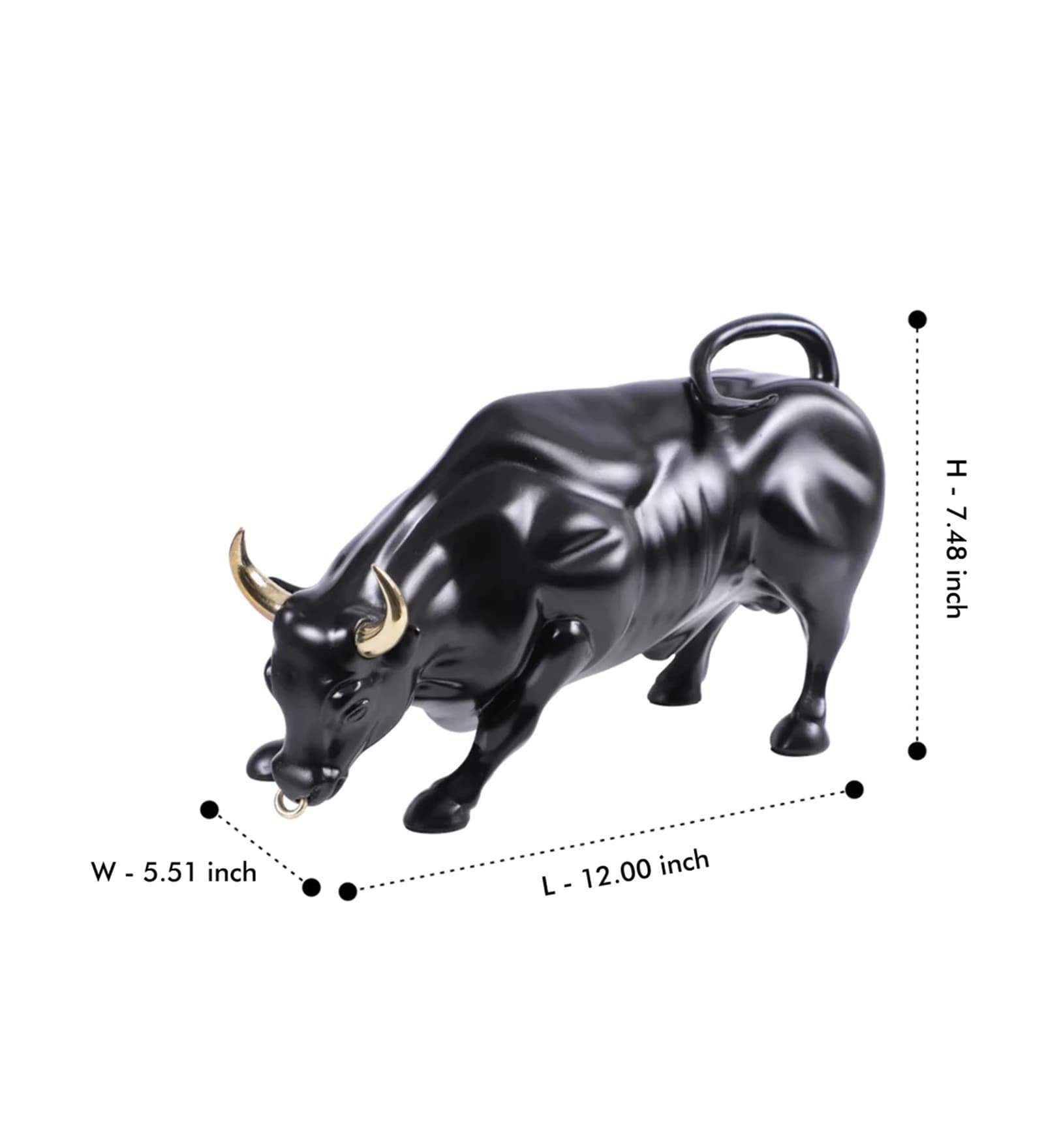 Bull Black Resin Figurine